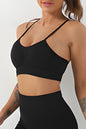 Black Adjustable Spaghetti Strap Sports Bra - Mudiwa 