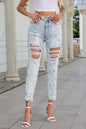 Sky Blue Vintage Washed Heavy Destroyed Skinny Jeans - Mudiwa 