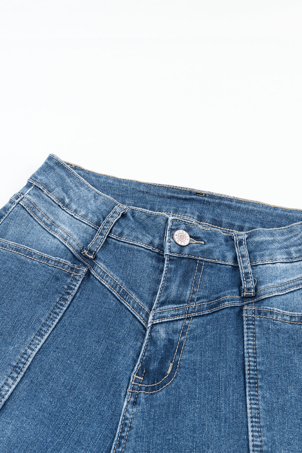 Blue High Waist Seam Stitching Pocket Flare Jeans - Mudiwa 