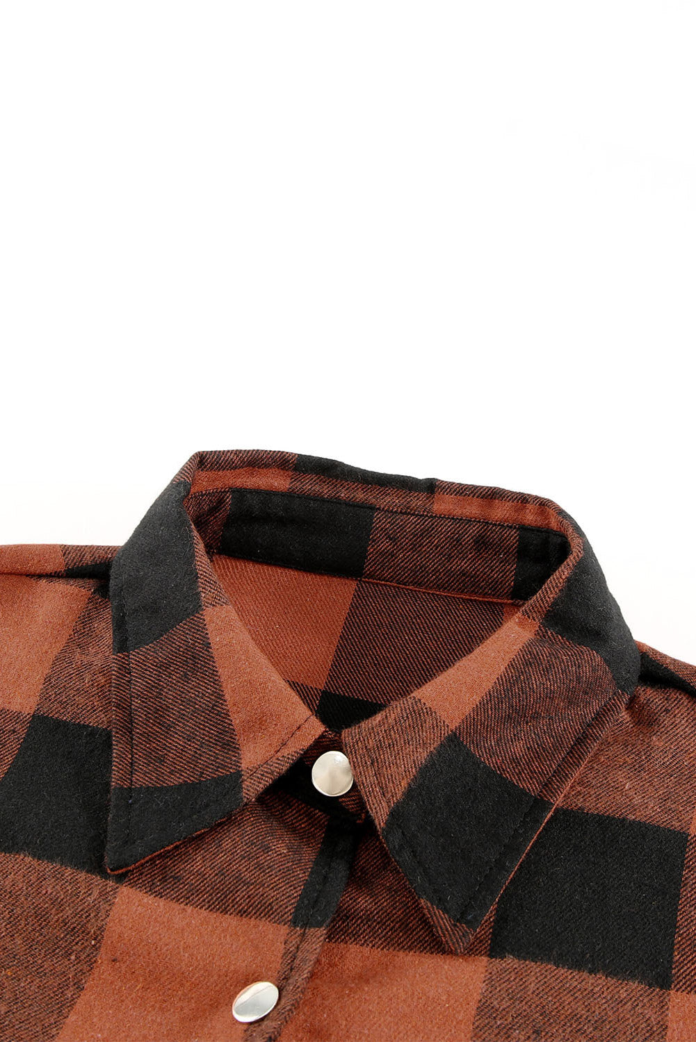 Brown Turn-down Collar Plaid Shirt Coat - Mudiwa 