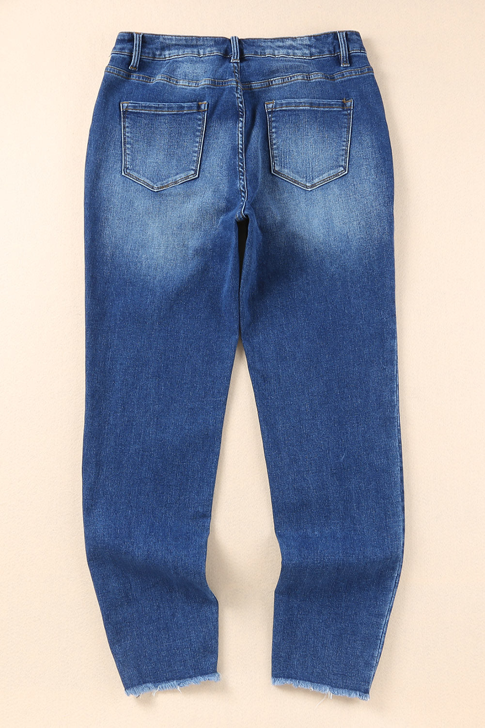 Blue Raw Hem Ankle-length Skinny Jeans - Mudiwa 